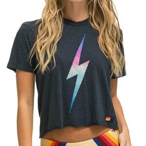 Aviator Nation Bolt Boyfriend Tee - Rainbow Pink